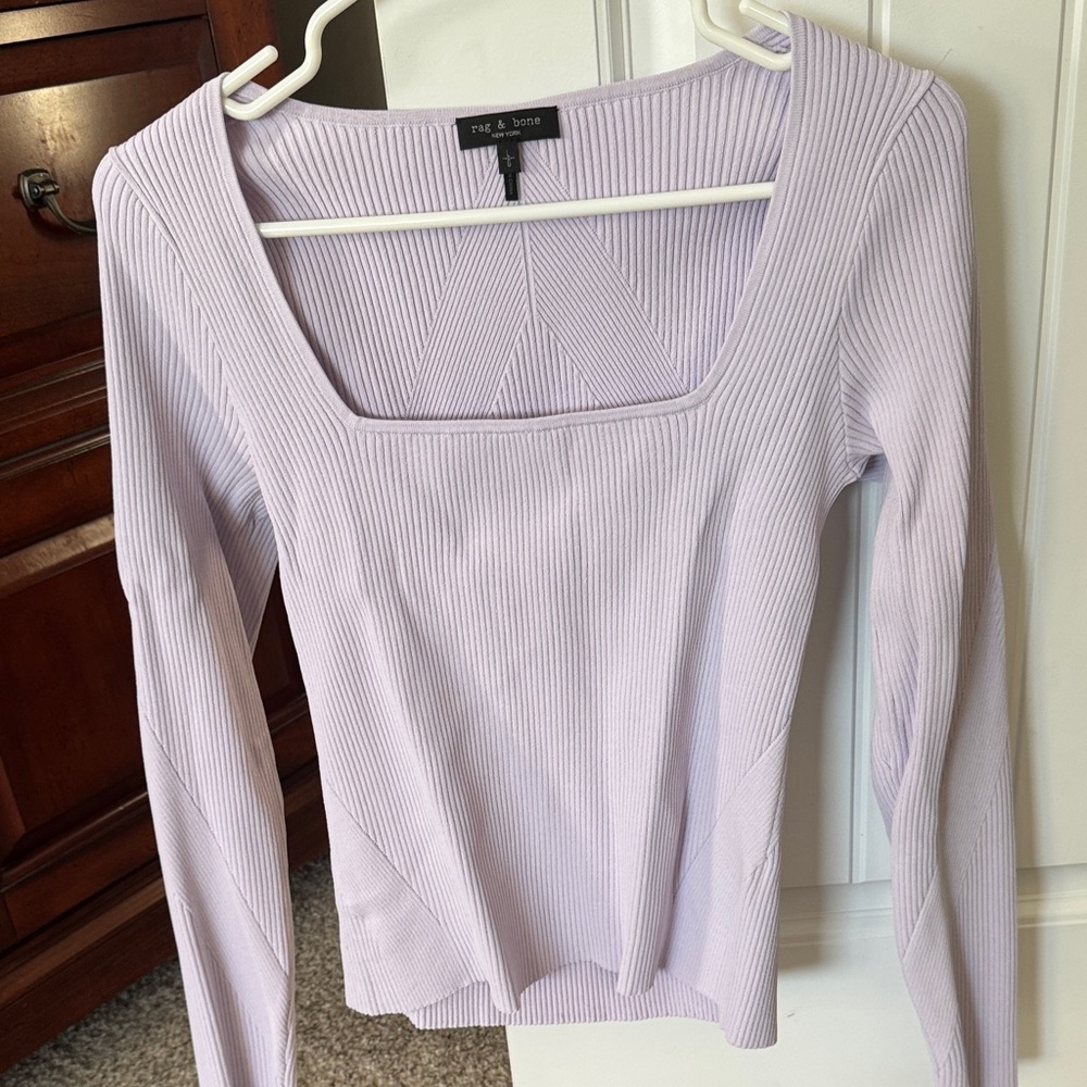 Rag & Bone Lavender Ribbed Long Sleeve Top